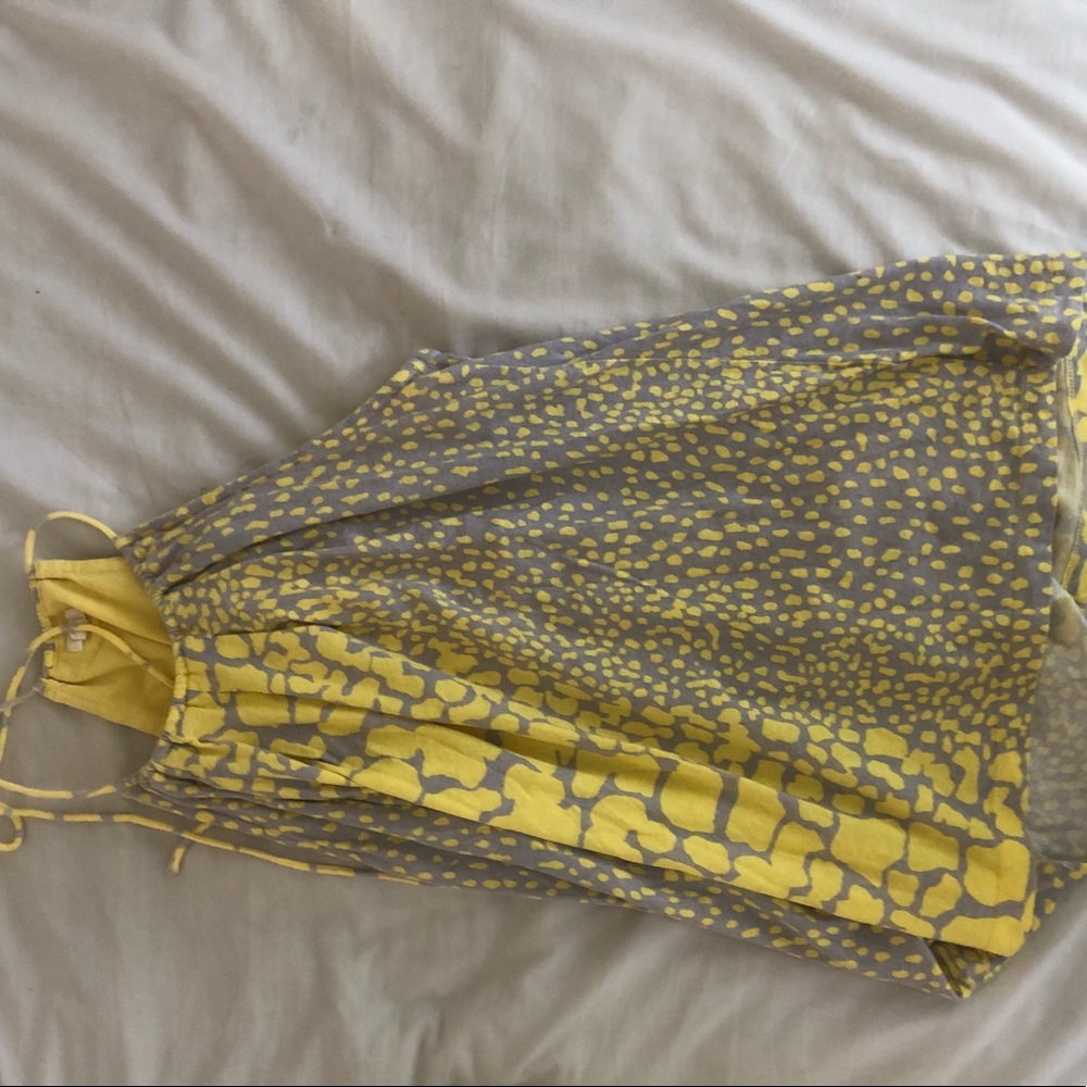 Very cute grey and yellow J Crew halter tie top.